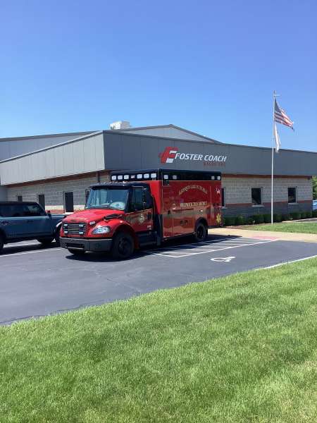 Photo of Algonquin Fire Department new delivery outside of the foster coach building.
