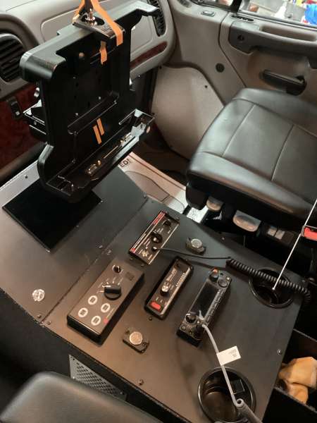 Photo of Algonquin Fire Department new delivery interior shot showcasing various cabinets and devices.