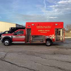 Photo of New Delivery for Chippewa Falls ambulance showcasing the vehicle outside.