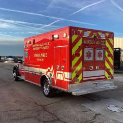 Photo of New Delivery for Chippewa Falls ambulance showcasing the vehicle outside.