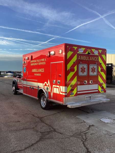 Photo of New Delivery for Chippewa Falls ambulance showcasing the vehicle outside.