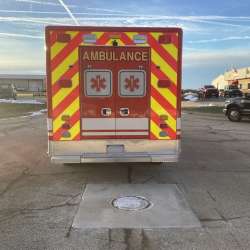 Photo of New Delivery for Chippewa Falls ambulance showcasing the vehicle outside.
