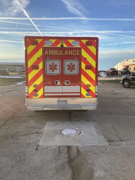 Photo of New Delivery for Chippewa Falls ambulance showcasing the vehicle outside.