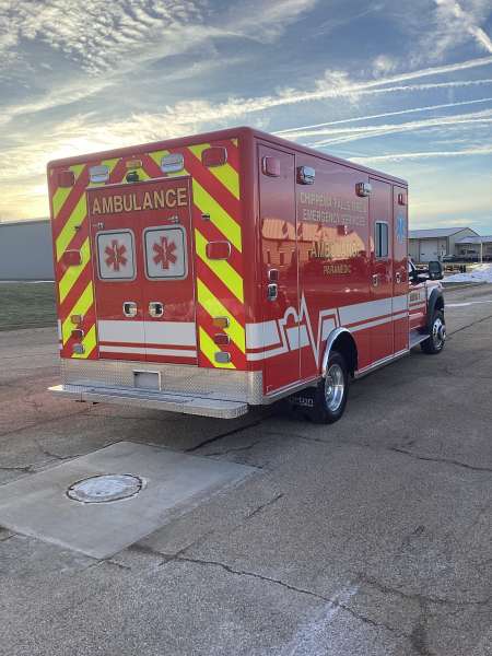 Photo of New Delivery for Chippewa Falls ambulance showcasing the vehicle outside.