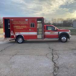 Photo of New Delivery for Chippewa Falls ambulance showcasing the vehicle outside.
