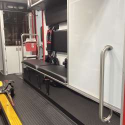 Photo of New Delivery for Chippewa Falls ambulance showcasing the vehicle interior and hardware.