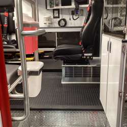 Photo of New Delivery for Chippewa Falls ambulance showcasing the vehicle interior and hardware.