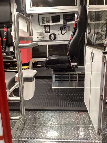 Photo of New Delivery for Chippewa Falls ambulance showcasing the vehicle interior and hardware.