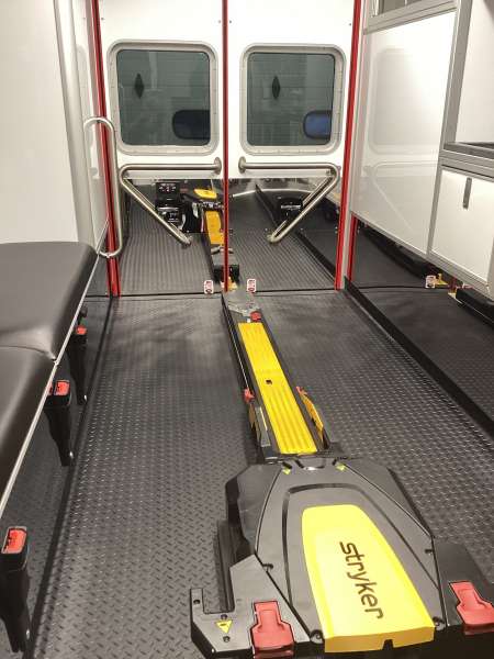Photo of New Delivery for Chippewa Falls ambulance showcasing the vehicle interior and hardware.