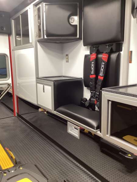 Photo of New Delivery for Chippewa Falls ambulance showcasing the vehicle interior and hardware.