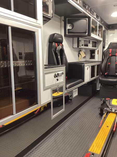 Photo of Epworth Fire Department New Delivery interior view.