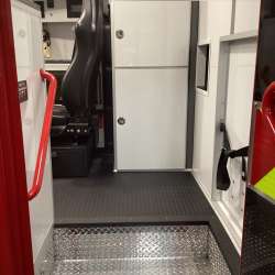 Photo of Epworth Fire Department New Delivery interior view.