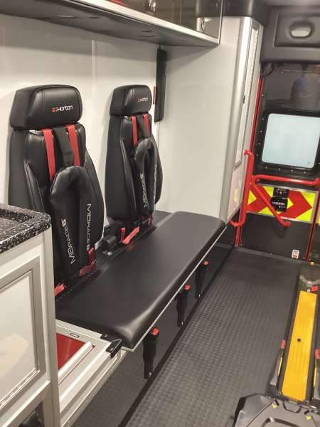 Photo of Epworth Fire Department New Delivery interior view.