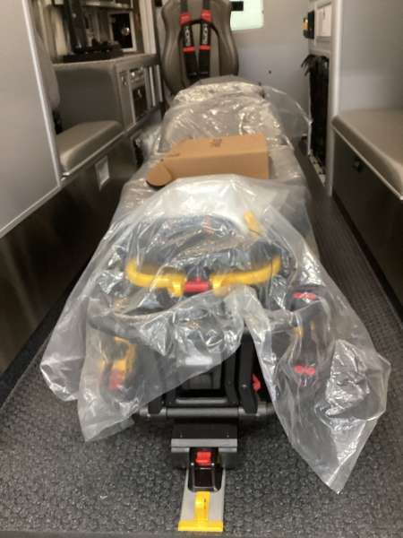 Photo of New delivery for Hoffman Estates Fire Department showcasing the ambulance with equipment.