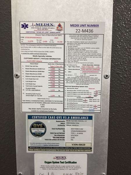 Photo of Village of Posen Ambulance Interior View VIN