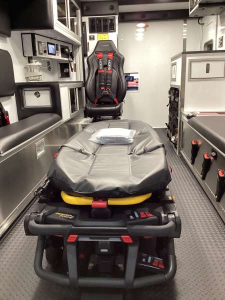 Photo of Logan County Paramedics new delivery showcasing the interior of the vehicle and it's features.