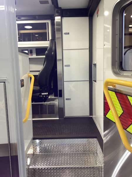 Photo of Logan County Paramedics new delivery showcasing the interior of the vehicle and it's features.