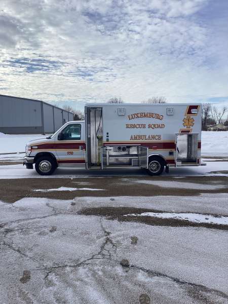Photo of New delivery of the Luxemburg Rescue Squad-Ambulance outdoors.
