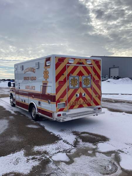 Photo of New delivery of the Luxemburg Rescue Squad-Ambulance outdoors.
