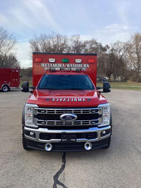 Photo of Metamora-Washburn Ambulance new delivery showcasing the exterior and all of its features.