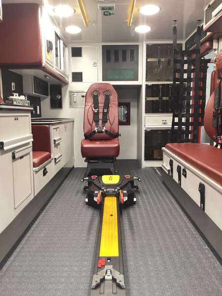 Photo of Metamora-Washburn Ambulance new delivery showcasing the interior with its equipment and features.