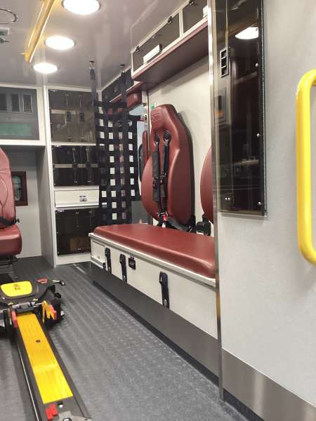 Photo of Metamora-Washburn Ambulance new delivery showcasing the interior with its equipment and features.