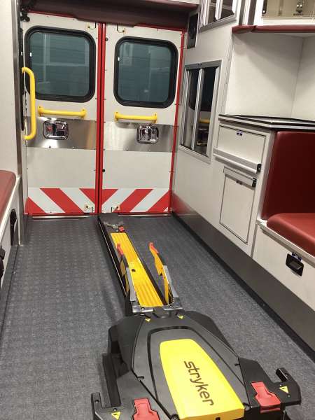 Photo of Metamora-Washburn Ambulance new delivery showcasing the interior with its equipment and features.