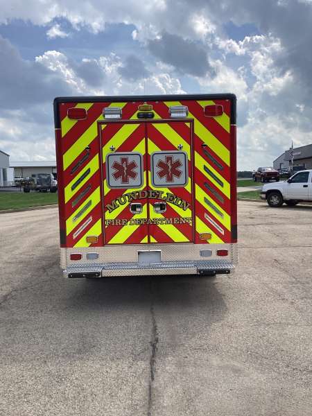 Photo of New Delivery Mundelein Fire Department outside view of the ambulance.