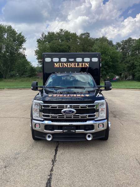 Photo of New Delivery Mundelein Fire Department outside view of the ambulance.