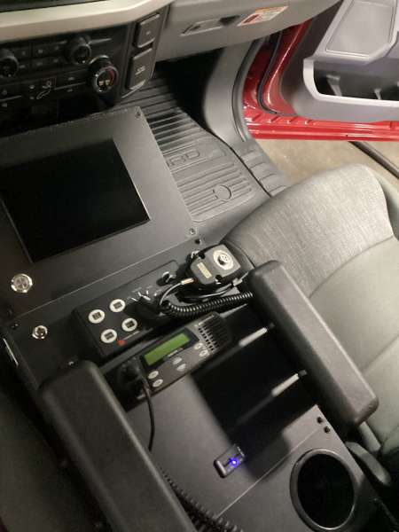Photo of New Delivery Mundelein Fire Department interior view of the ambulance showcasing various hardware, cabinetry, and more.
