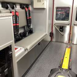 Photo of New Naperville Fire Department delivery showcasing the interior of the vehicle and all of its hardware.