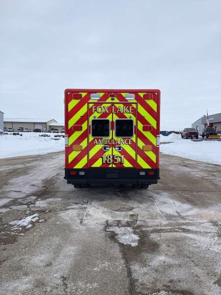 Photo of Fox Lake Fire Department exterior shot of new delivery with snow on the ground.