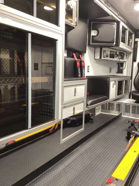 Photo of Fox Lake Fire Department interior shot of the new vehicle showcasing all the available hardware.