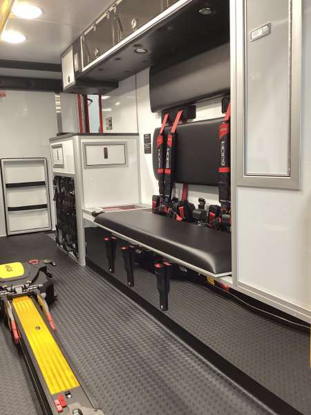Photo of Fox Lake Fire Department interior shot of the new vehicle showcasing all the available hardware.