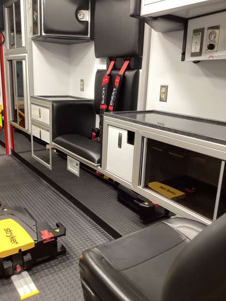 Photo of Fox Lake Fire Department interior shot of the new vehicle showcasing all the available hardware.