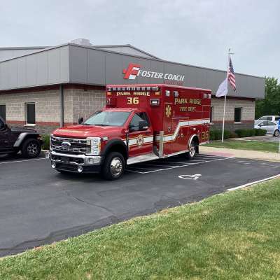 New Delivery Park Ridge Fire Department outside of the Foster Coach building