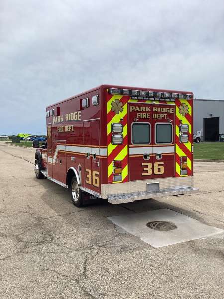 Photo of New Delivery Park Ridge Fire Department outside showcasing the new vehicle.