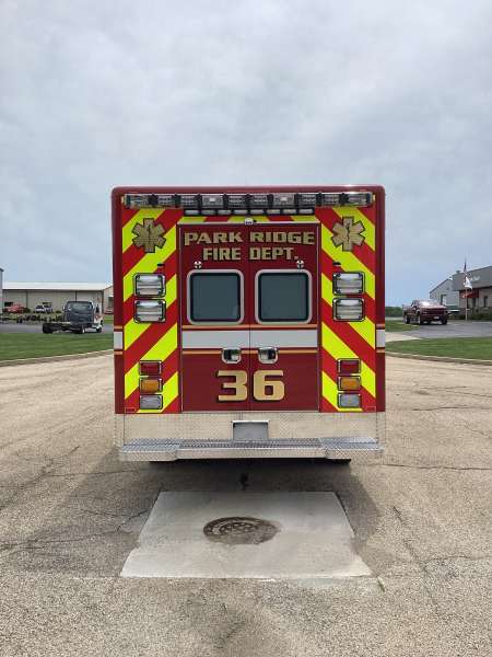 Photo of New Delivery Park Ridge Fire Department outside showcasing the new vehicle.