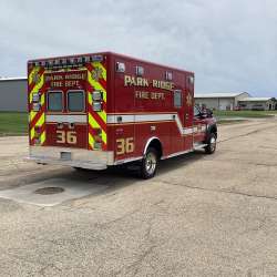 Photo of New Delivery Park Ridge Fire Department outside showcasing the new vehicle.