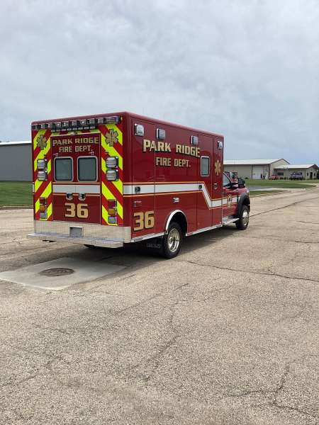 Photo of New Delivery Park Ridge Fire Department outside showcasing the new vehicle.