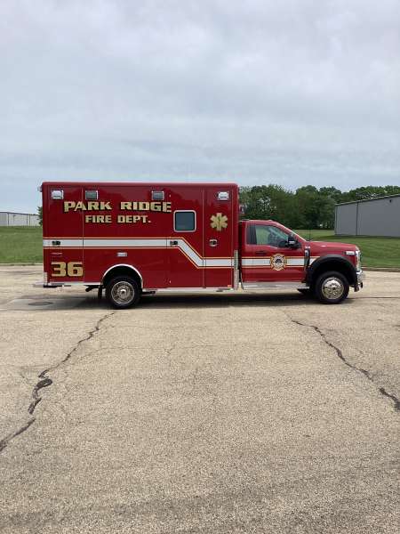 Photo of New Delivery Park Ridge Fire Department outside showcasing the new vehicle.
