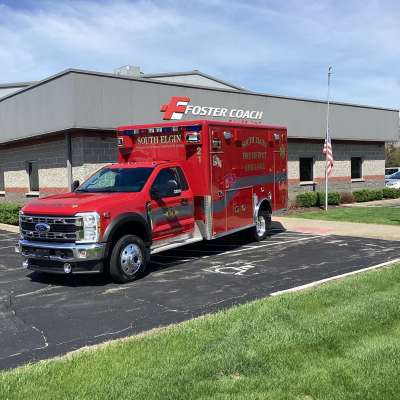 South Elgin Fire Department outside of Foster Coach building.