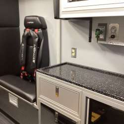 Photo of Stoughton EMS Ambulance interior shot showcasing equipment.