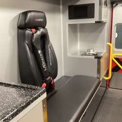 Photo of Stoughton EMS Ambulance interior shot showcasing equipment.