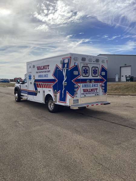 Photo of Walnut Fire Department exterior view of the new ambulance delivery