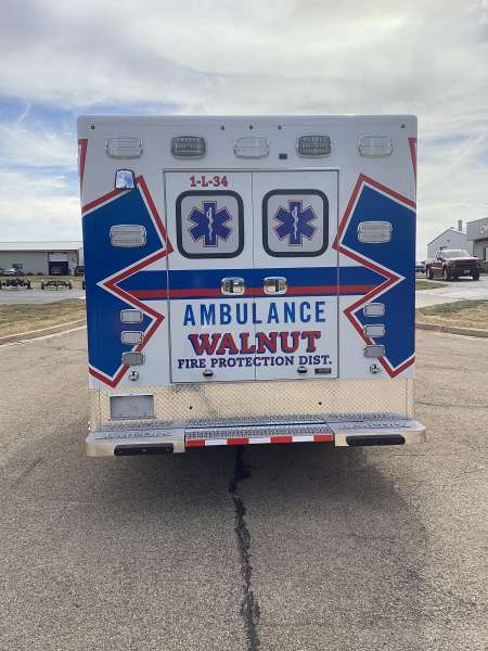 Photo of Walnut Fire Department exterior view of the new ambulance delivery
