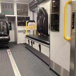 Photo of Walnut Fire Department interior view of the new ambulance delivery showcasing various equipment and cabintry