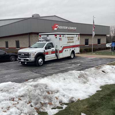 Wauconda Fire Dist. New Delivery outside of the foster coach building.