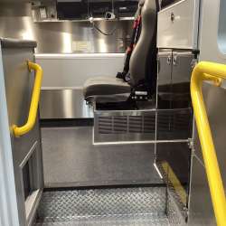 Photo of Wauconda Fire Dist. New Delivery outside showcasing the interior of the ambulance and all of its hardware.