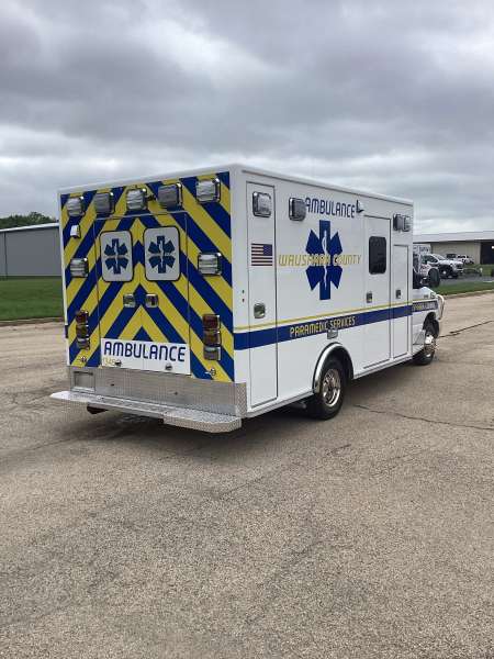 Photo of New Delivery Waushara Remount New Delivery with an outside view showcasing the ambulance.